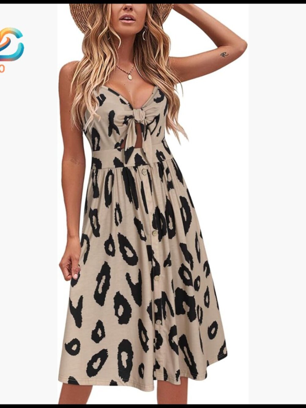 V-Neck Midi Sundress with Pockets, Adjustable Straps, Casual Summer Dress